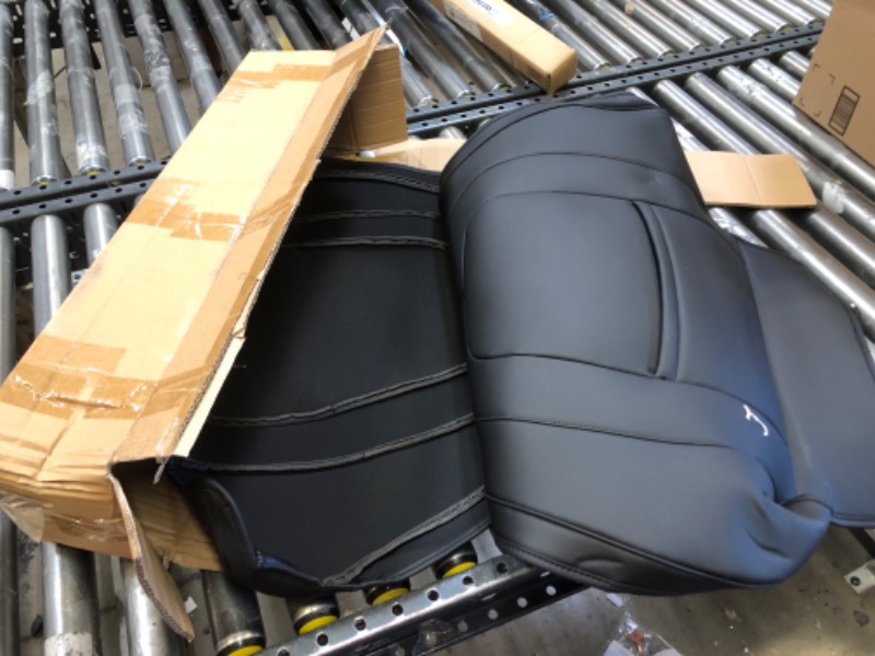 Photo 2 of BASENOR Tesla Model 3 Model Y Model S Model X Leather Seat Back Kick Protectors Kick Mats Black Set of 2