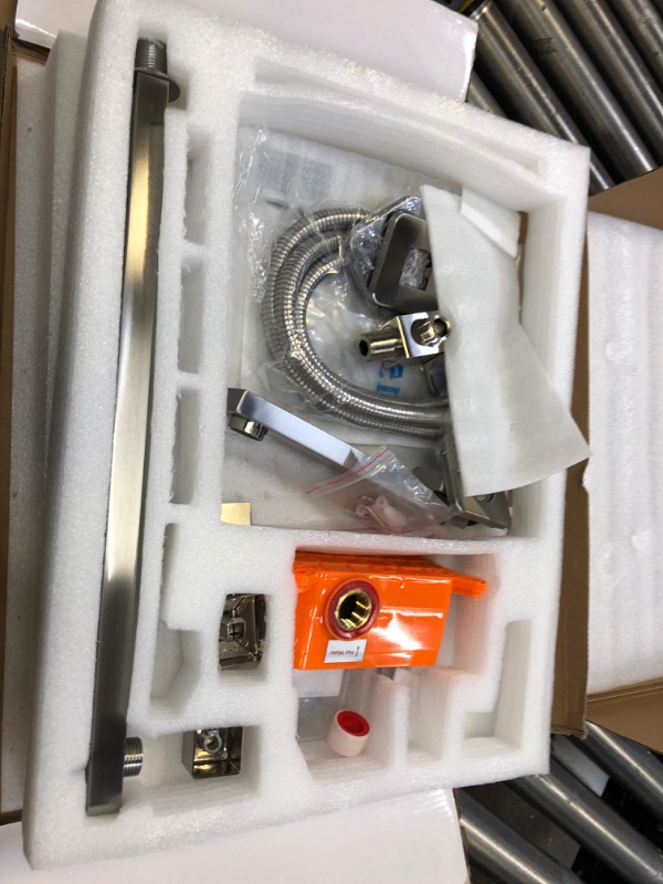 Photo 1 of Shower System with Tub Spout, Shower Faucet Set, 10 Inch Bathroom Brushed Nickel Square Rain Shower Head with Handheld Spray Wall Mounted Rainfall Shower Fixtures (Contain Tub Spout)