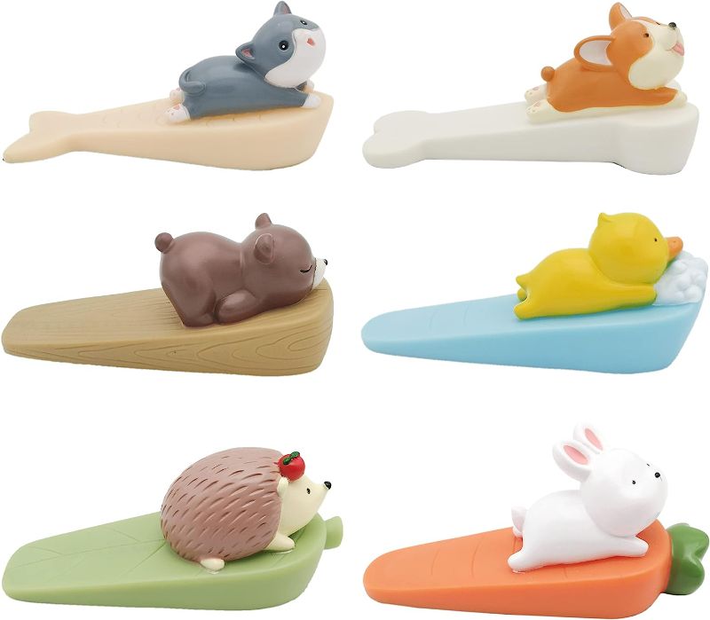 Photo 1 of 6pcs Rabbit Hedgehog Bear Duck Cat Dog Animal Door Stopper Cute Door Stop Decorative Doorstop Door Wedge for Bottom of Door
