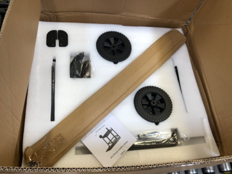 Photo 1 of Inkmin Outdoor Dining Cart Double-Shelf Movable Table Stainless Steel Pizza Oven Trolley BBQ Stand Commercial Multifunctional Kitchen Food Prep Worktable Black1