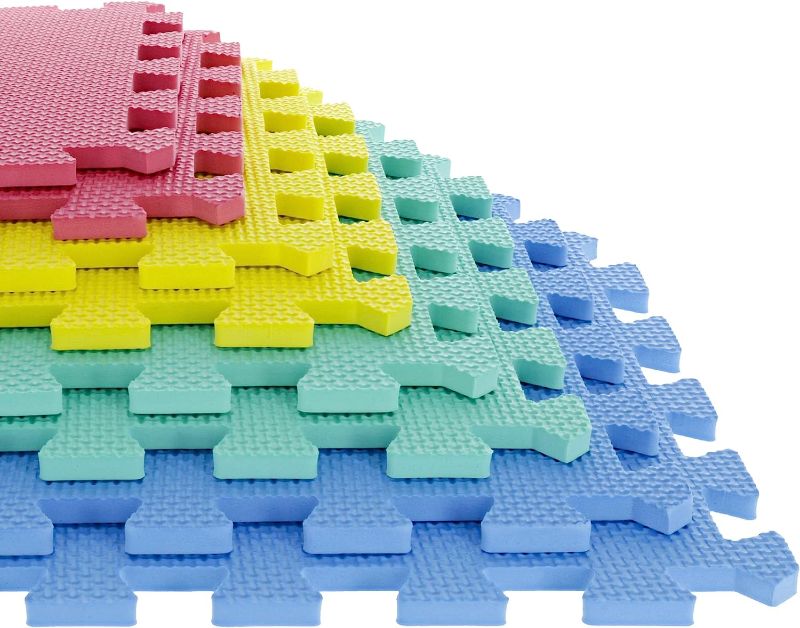 Photo 1 of Foam Floor Mats - Interlocking EVA Foam Padding for Home Gym - Non-Toxic 20-Piece Play Mat Set for Toddlers, Babies, and Kids by Stalwart (Multicolor)