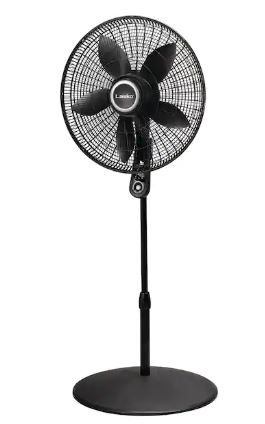 Photo 1 of Lasko 20 in. 4 Speeds Pedestal Fan in Black with 90 Degrees Tilt Adjustment, Adjustable Height, Oscillating, Remote,Timer