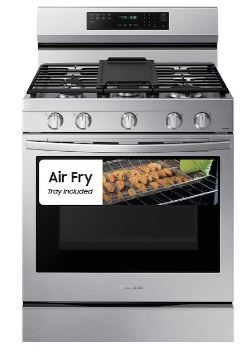Photo 1 of Samsung 30-in 5 Burners 6-cu ft Self-cleaning Air Fry Convection Oven Freestanding Smart Natural Gas Range (Fingerprint Resistant Stainless Steel)