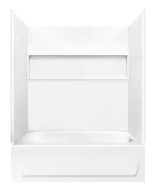Photo 1 of Aloha NexTile 30 in. x 60 in. x 74.5 in. Standard Fit Alcove Bath and Shower Kit with Right-Hand Drain in White
