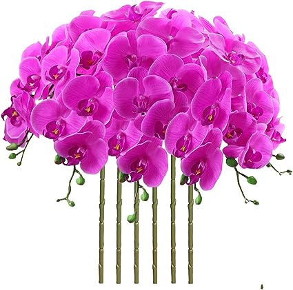 Photo 1 of  Artificial Phalaenopsis Flowers 6 Pcs Artificial Orchid Flowers Stem Plants for Home Décor (Purple)
Brand: FagusHome