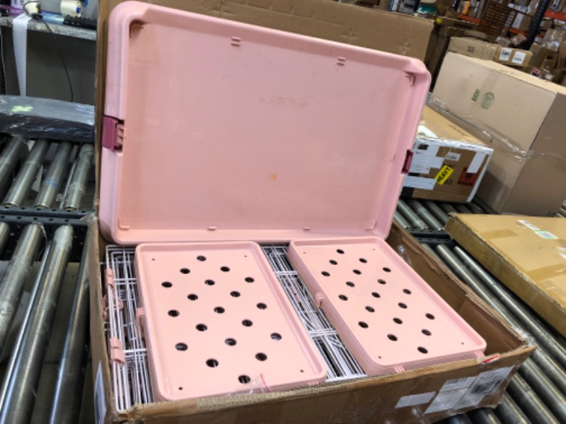 Photo 2 of 4-Tier Wire Cat Cage Playpen Kennel, Cat Catios Large Space 30 x 20 x 52.5 Inches for 1-3 Cats, Pink Cat Crate with 3 Platforms 3 Front Doors 2 Ramp Ladders