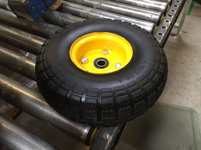 Photo 2 of 4.10/3.50-4 tire and Wheel Flat Free,10" Solid Tire Wheel with 5/8" Bearings,2.1" Offset Hub,for Gorilla Cart,Garden Carts,Dolly,Trolley,Dump Cart,Hand Truck/Wheelbarrow/Garden Wagon