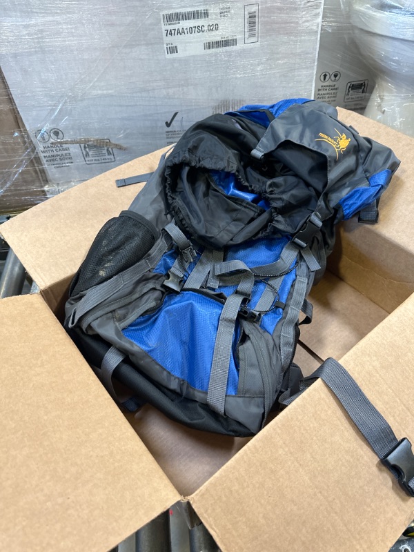 Photo 1 of 60L Hiking Backpack Men Women Camping Backpack Waterproof Backpacking Mountaineering Climbing Daypack with Rain Cover (Blue)