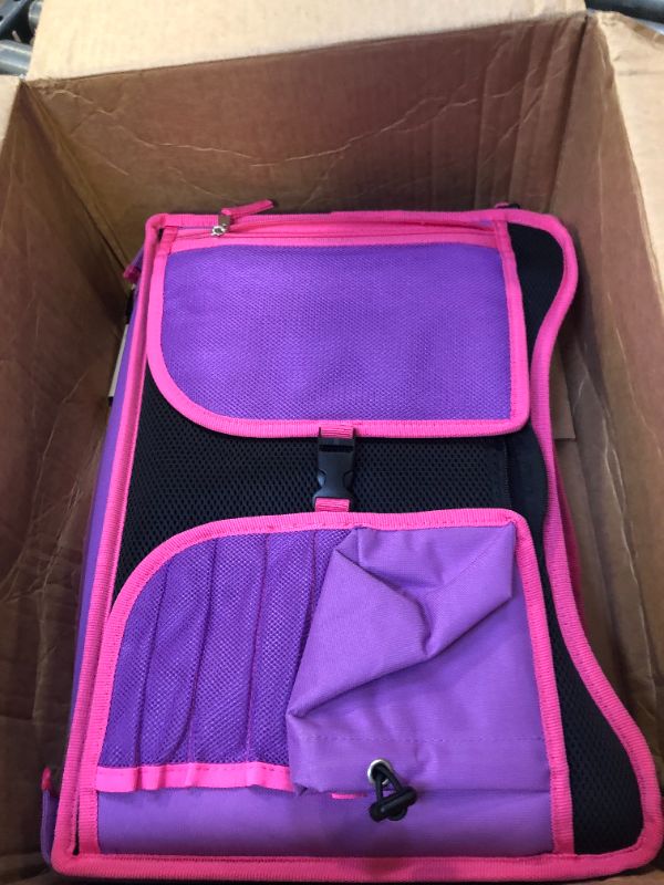Photo 2 of ECOFANTASY Kids Travel Tray - Waterproof Carseat Table Top - Car Seat Travel Trays for Toddler - Travel and Road Trip Essentials Kids - Lap Desk with Storage -Baby Airplane Travel Accessories (Pink) Purple