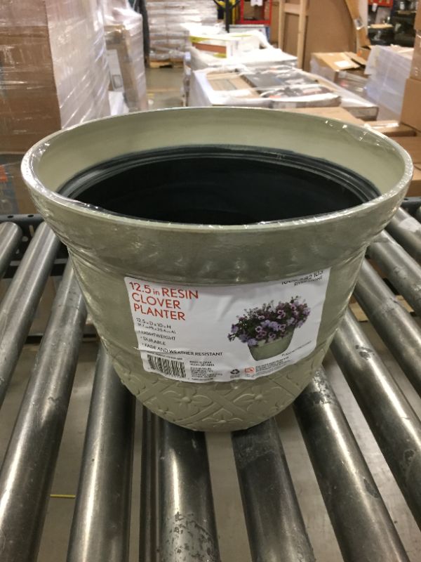Photo 1 of 12.5 in. Clover River Resin Planter
