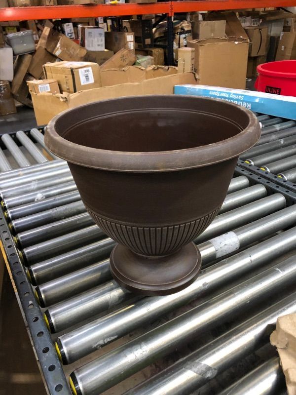 Photo 2 of 15 IN. RENE BARK BRUSH PLASTIC PLANTER