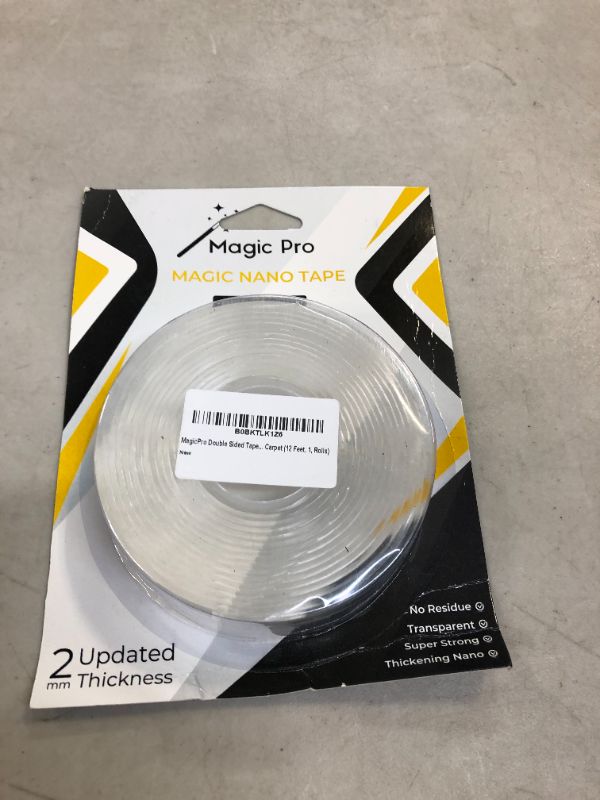 Photo 1 of MagicPro Double Sided Tape Heavy Duty 12 Foot Removable Mounting Tape Nano Tape For Walls, Reusable Clear Adhesive Strips Sticky Tape, Poster Tape Wall Tape For Picture Carpet (12 Feet, 1, Rolls)