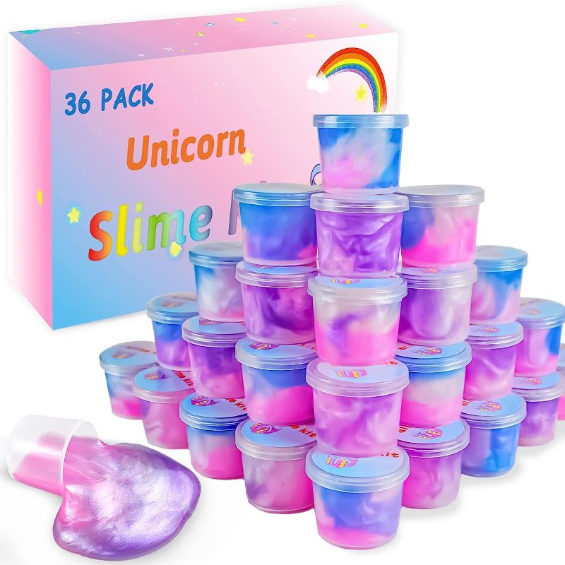 Photo 1 of 36 Packs Unicorn Slime Kit, Unicorn Party Favors for Kids, Pretty Stretchy & Non-Sticky Galaxy Slime Pack, Slime Party Favors for Girls & Boys Goodie Bag Stuffers
