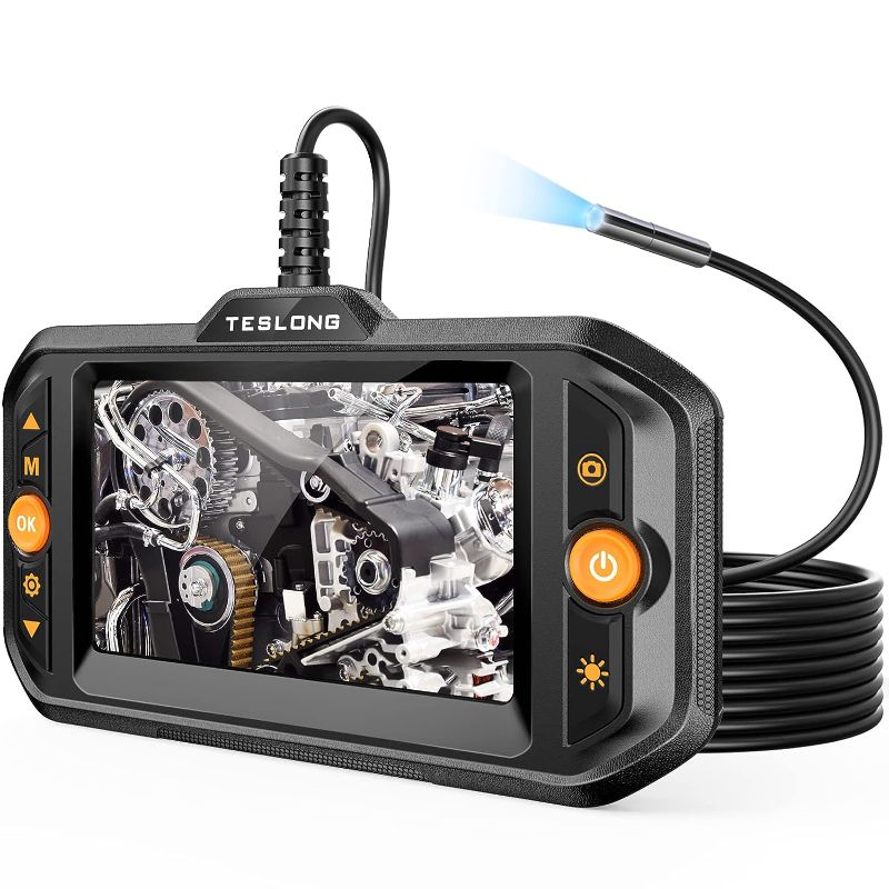 Photo 1 of 5.5mm Endoscope Camera with Light, Teslong Mechanic Borescope Inspection Camera with Monitor, Flexible Snake Probe Camera, Fiber Optic Scope for Automotive HVAC Drain Wall
