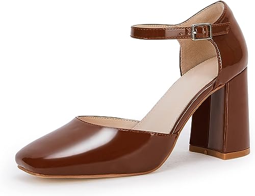 Photo 1 of PiePieBuy Womens Mary Jane Pumps Square Toe Ankle Strap Buckle Chunky Block Heels Dress Shoes. Size 8
