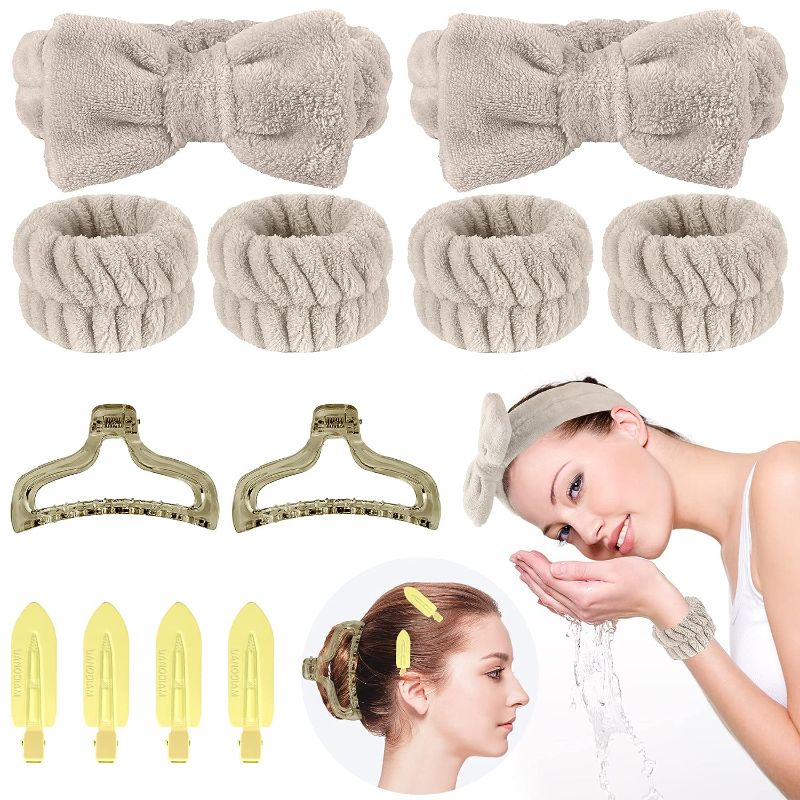 Photo 1 of 12PCS Face Wash Headband Wristband Set, Spa Headband and Wrist Bands Skincare Makeup and Adjustable Elastic Headbands Set for Washing Makeup Spa Yoga
