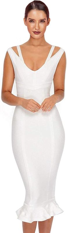 Photo 1 of Maketina Women's Mermaid Spaghetti Strap V Neck Bodycon Midi Cocktail Bandage Dress- SIZE XL 
