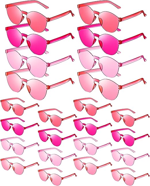 Photo 1 of Fabbay 24 Pack Round Rimless Sunglasses Transparent Candy Colored Sunglasses Tinted Eyewear Cool Sunglasses for Women Summer Party Favor
