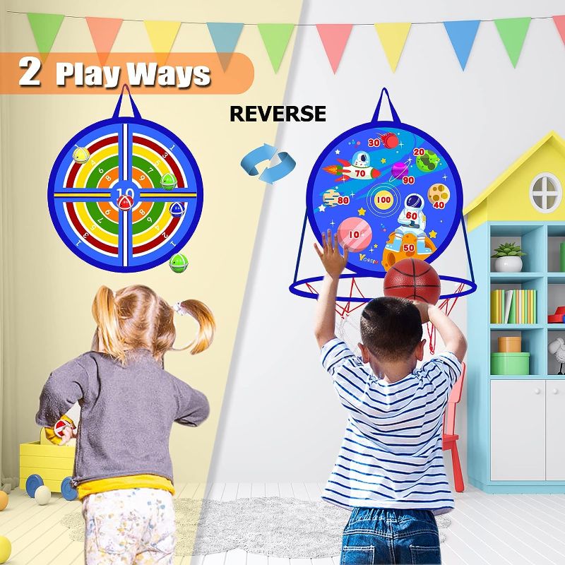 Photo 1 of 14" Dart Board for Kids, Basketball Hoop for Kids Toddlers, Sports & Outdoor Play Toys, Kids Toys, Boy Toys, Birthday Gift Toy for 3 4 5 6 7 8 9 10 11 12 Year Old Boys Girls, Easter Gifts Party Favors
