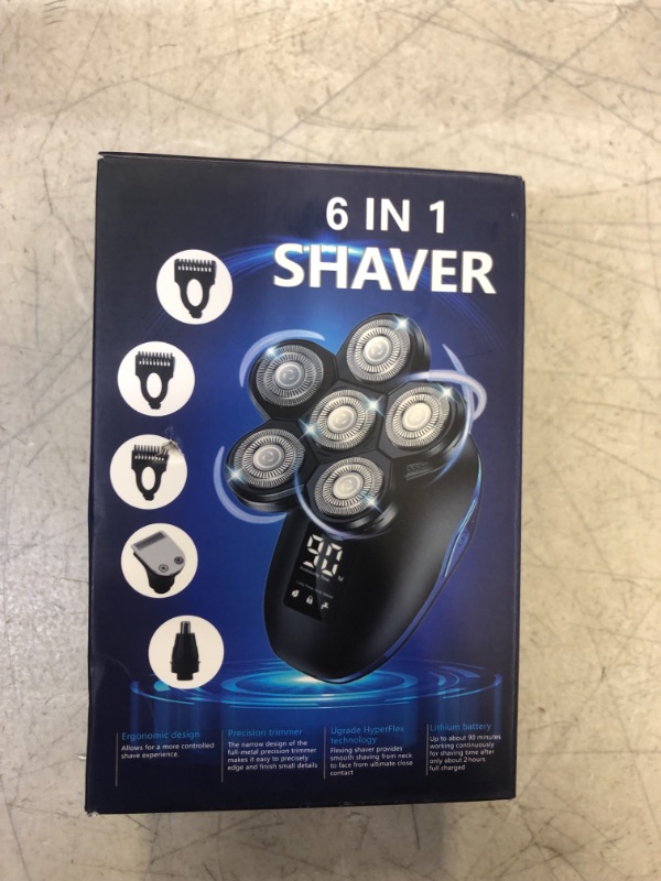 Photo 2 of Electric Head Shaver for Bald Men, 6 in 1 Mens Electric Head Razor Bald Head Shaver Cordless Electric Razor Men, IPX7 Wet/Dry Waterproof Skull Shaver with Head Shaver Kit LED Display