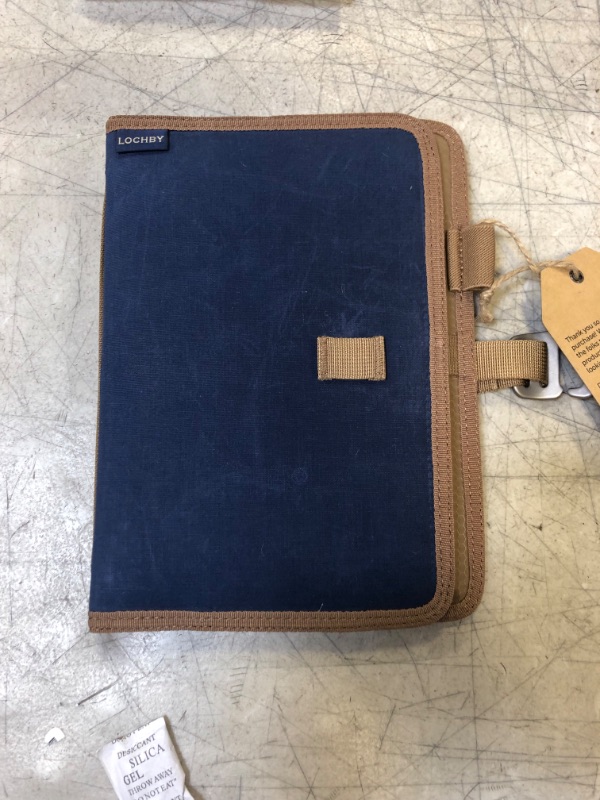 Photo 2 of LOCHBY Field Journal, Planner, Sketchbook - Waxed Canvas - Water Resistant Cover - Stout Pen Loop - Multiple Pockets, Colors & Refill Options - Stylish & Durable for Journaling and Writing - for Men / Women - 6.75” x 9.75” x 1” - (Navy)