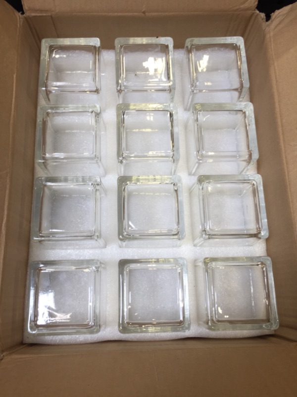 Photo 2 of 12 Pack Clear Square Glass Vases, Planter Terrarium Flowers Vase Candle Holder for Home,Garden, Wedding Centerpiece Decrations and Formal Dinners (Width 3", Height 3")