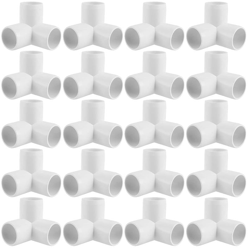 Photo 1 of 20 Pack 1 Inch 3 Way PVC Pipe Elbow, PVC Tee Fittings Pipe Connectors, SCH40 Furniture Grade, White1
