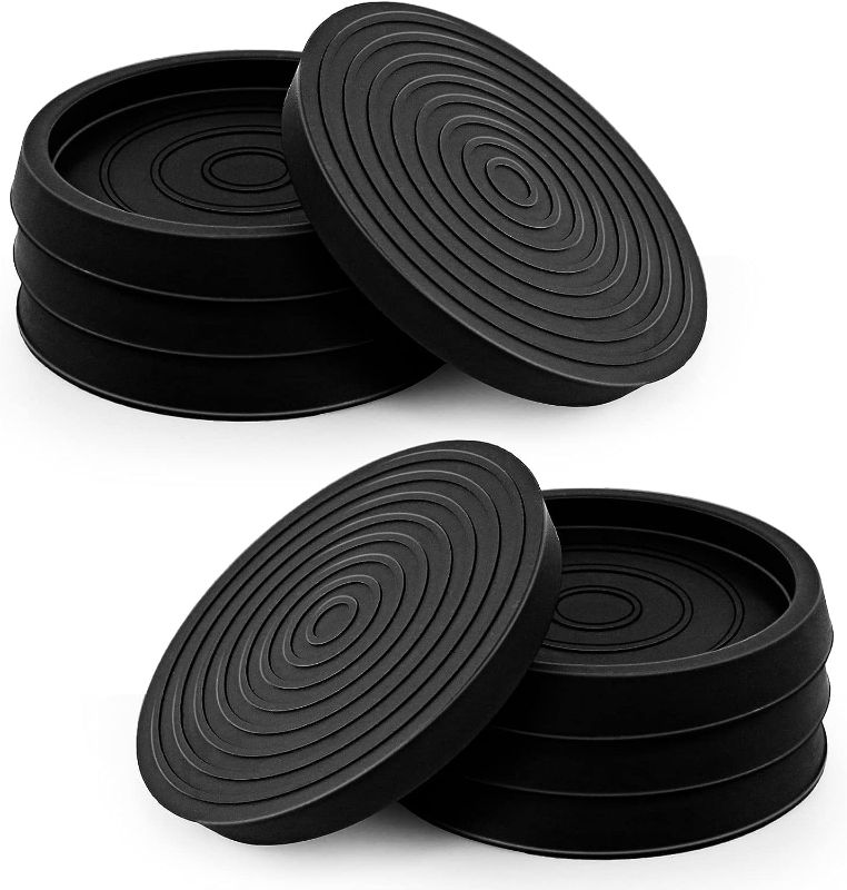 Photo 1 of 8 PCS Furniture Coasters for Hardwood Floors, 2.5inch Rubber Furniture Pads Non Slip, Round Furniture Caster Cups, Couch Stoppers to Prevent Sliding, Floor Protectors for Furniture Legs (Black-Round)
