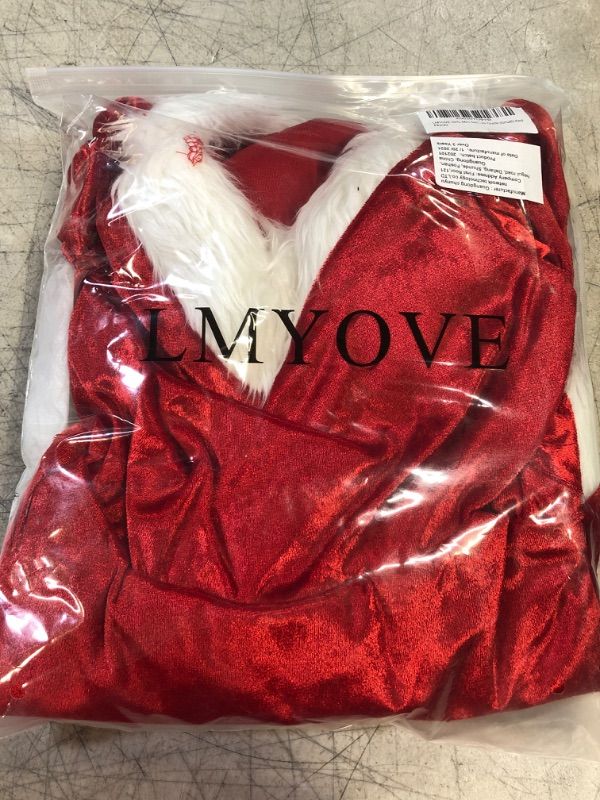 Photo 2 of LMYOVE Girls Elf Costume, Christmas Hooded Dress Green, Santa Helper Xmas Dress Up Outfit Small Red