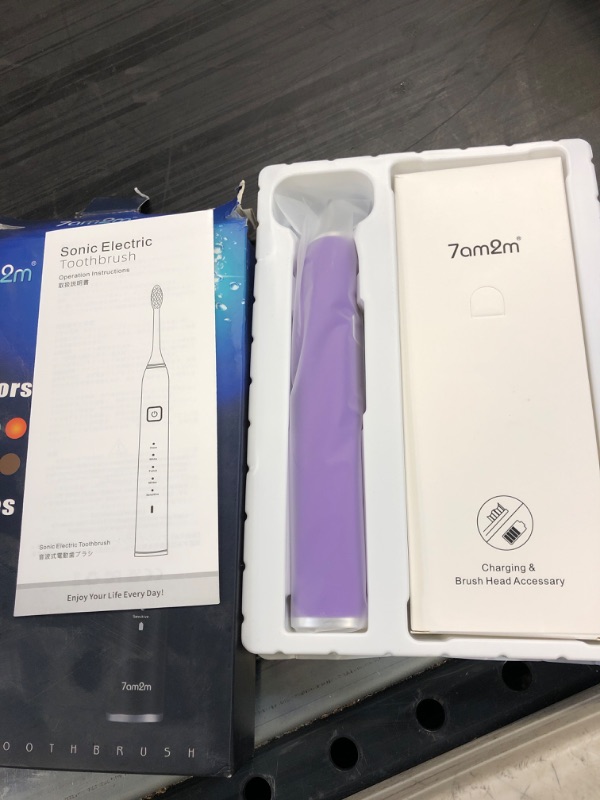 Photo 2 of 7AM2M Electric Toothbrush with 6 Brush Heads for Kids and Chlidren, One Charge for 100 Days,Wireless Fast Charge, 5 Modes with 2 Minutes Build in Smart Timer,IPX7 Waterproof(Purple)