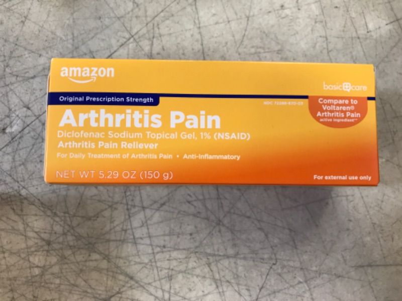 Photo 2 of Amazon Basic Care Arthritis Pain Relieving Gel, Diclofenac Sodium Topical Gel, 1% (NSAID),150 Grams 5.29 Ounce (Pack of 1)