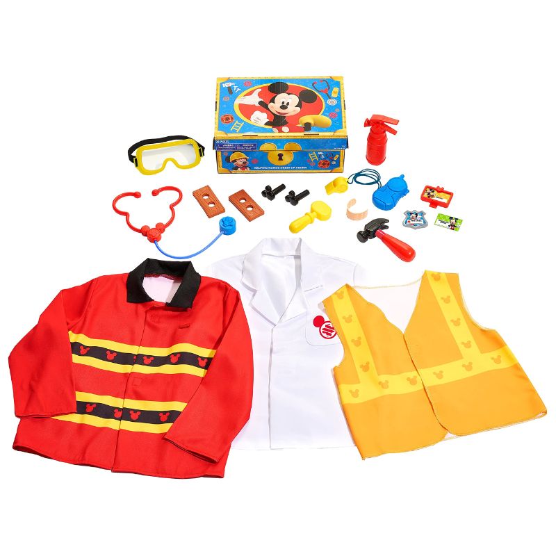 Photo 1 of Disney Junior Mickey Mouse Helping Hands Dress Up Trunk, 19 Piece Pretend Play Set with Storage, Size 4-6X, Amazon Exclusive, by Just Play