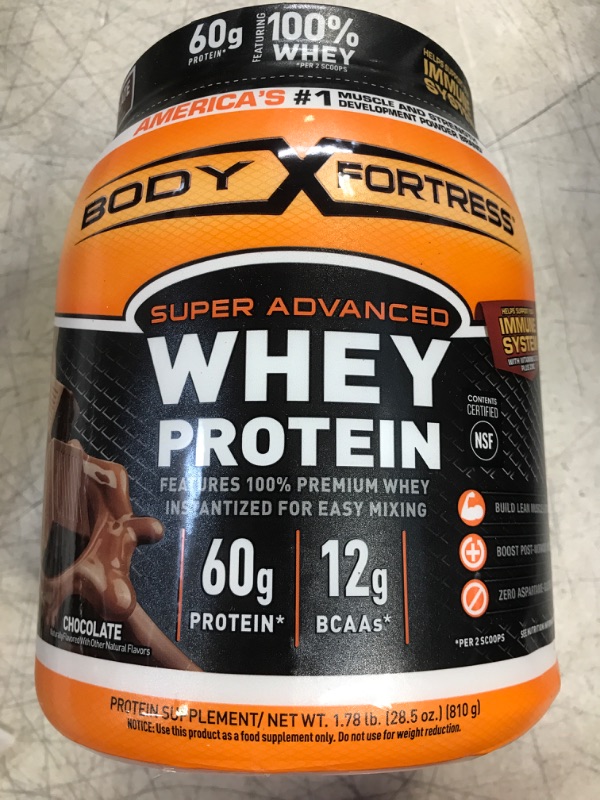 Photo 2 of Body Fortress Super Advanced Whey Protein Powder, Chocolate, Immune Support (1), Vitamins C & D Plus Zinc, 1.78 lbs (Packaging May Vary) Chocolate 1.78 Pound (Pack of 1)