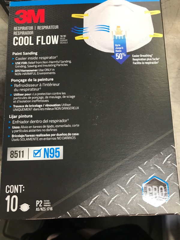 Photo 1 of 3M Respirator, Cool Flow Valve, Paint Sanding, Lightweight, Disposable, Filter Media, Stretchable, Easy Breathing, 10-Pack 10 pack