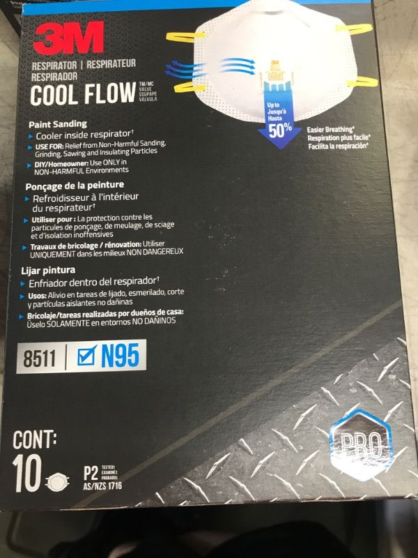 Photo 2 of 3M Respirator, Cool Flow Valve, Paint Sanding, Lightweight, Disposable, Filter Media, Stretchable, Easy Breathing, 10-Pack 10 pack