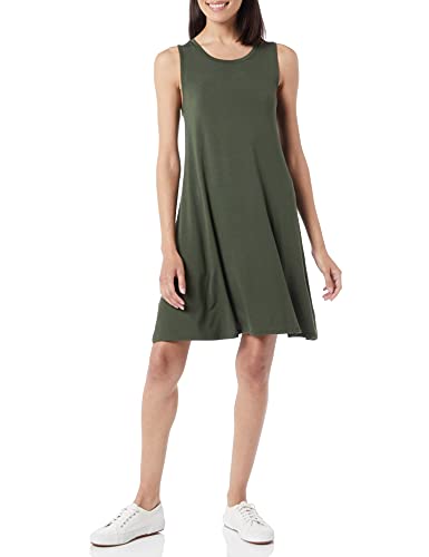 Photo 1 of Amazon Essentials Women's Tank Swing Dress (Available in Plus Size), Dark Olive, Large

