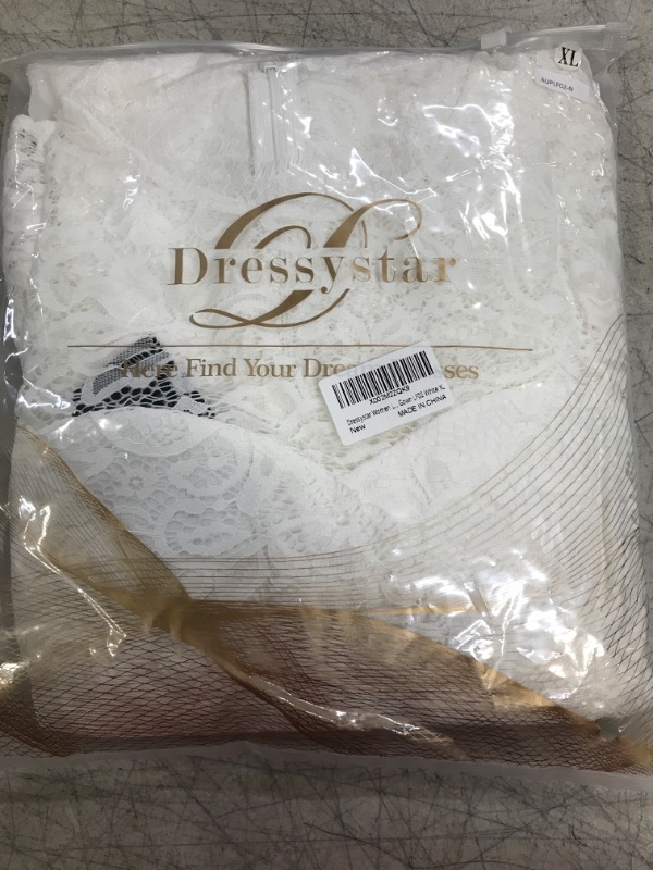 Photo 1 of Dressystar Women Long Formal Dress Floral Lace Short Sleeve Bridesmaid Elegant Wedding Party Gown - White - Sz XL