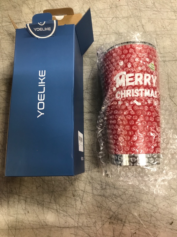 Photo 2 of yoelike Christmas Tumbler Cup with Lid and Straw, Vacuum Insulated, Stainless Steel 20oz Coffee Travel Mug, Leak Proof, Best Christmas Gifts & Christmas Decoration 20 OZ Christmas Red