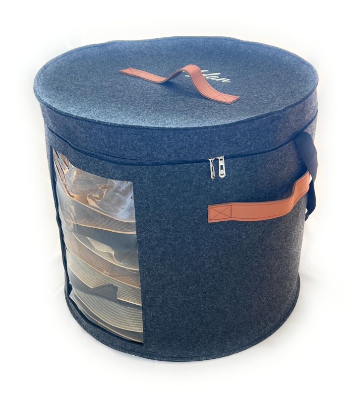 Photo 1 of **BLACK NOT NAVY ** Aylan Hat Storage Box,Hat Box,Stackable Round Bag Hats organizer, Travel Collapsible Hat Boxes for Women&Men, Cowboy Hat, Foldable Cap Boxes, with Lid, Faux leather handles and Shoulder Strap