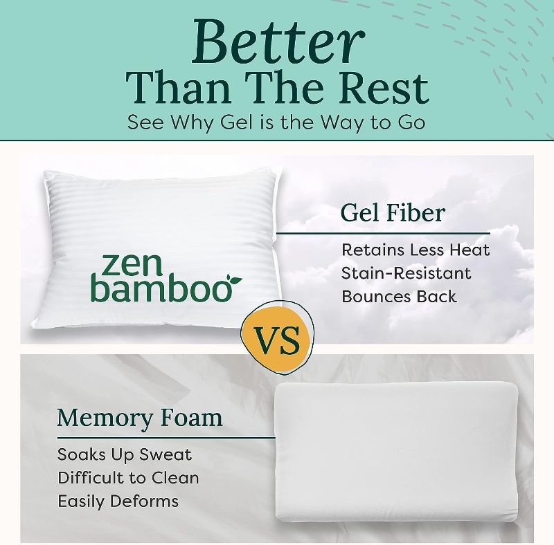 Photo 1 of Zen Bamboo Cooling Pillows for Sleeping - King Size Bed Pillow