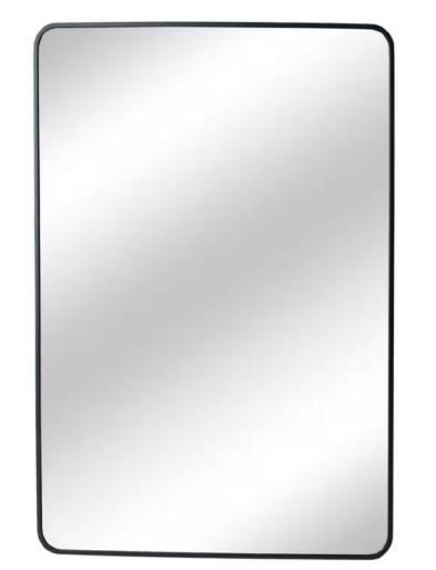 Photo 1 of 24 in. W x 30 in. H Rectangular Aluminum Framed Wall Bathroom Vanity Mirror in Black
