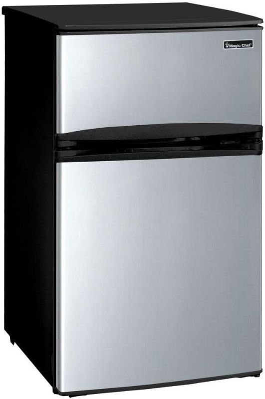 Photo 1 of Magic Chef 3.1 cu. ft. Mini Refrigerator in Stainless Look (Stainless Steel)
