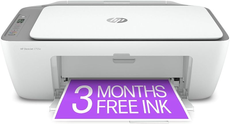 Photo 1 of HP DeskJet 2755e Wireless Color inkjet-printer, Print, scan, copy, Easy setup, Mobile printing, Best-for home, Instant Ink with HP+,white
NO INK 
