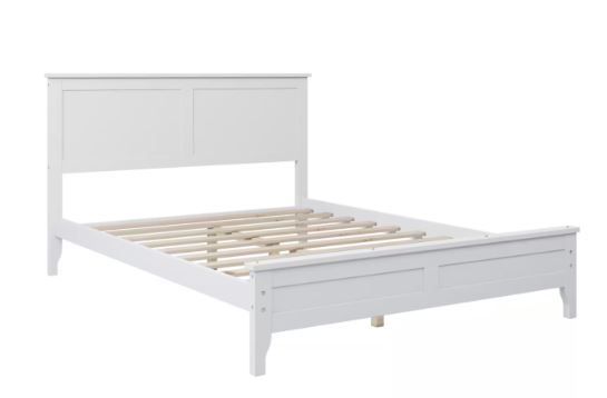 Photo 1 of 54.3 in. W White Modern White Solid Wood Full Platform Bed
MISSING HEADBOARD AND HARDWARE 