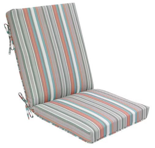 Photo 1 of 21 in. x 23.5 in. CushionGuard Outdoor Deluxe High Back Dining Chair in Multi-Stripe
