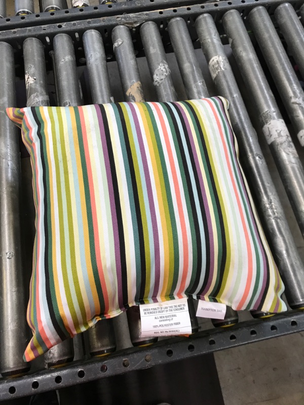 Photo 2 of 18 in. x 18 in. Manda Stripe Watercress Square Outdoor Throw Pillow
