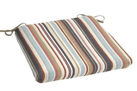 Photo 1 of 19 in. x 20 in. x 3.5 in. Russet Stripe Square Outdoor Seat Cushion
