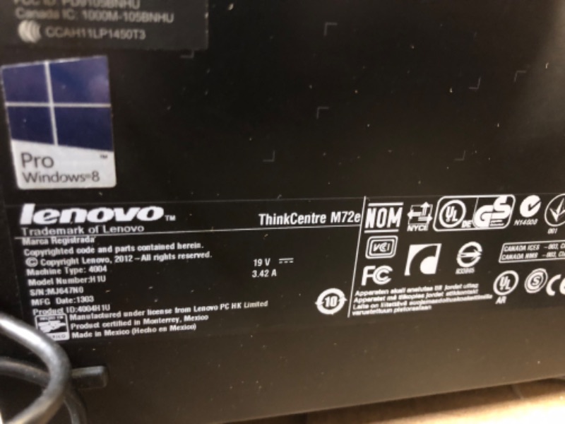 Photo 3 of Lenovo THINKCENTRE M72e Tiny Business Desktop PC, Intel Core I3 3220t 2.8GHz, 8G DDR3, 500G, WiFi, VGA, DP, Win 10 (Renewed).
USED
UNABLE TO TEST