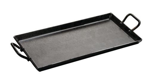 Photo 1 of 18 in. Black Carbon Steel Stovetop Griddle with Handles
