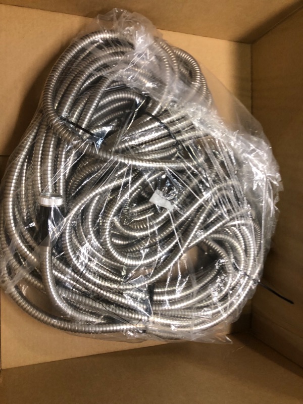 Photo 4 of 100ft Garden Hose Made by Metal with Super Tough and Soft Water Hose, Household Stainless Steel Hose, Durable Metal Hose with Adjustable Nozzle, No Kinks and Tangles, Easy to Store with Storage Strap	B092HKSPP5